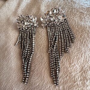 Elegant Silver Crystal Drop Earrings
